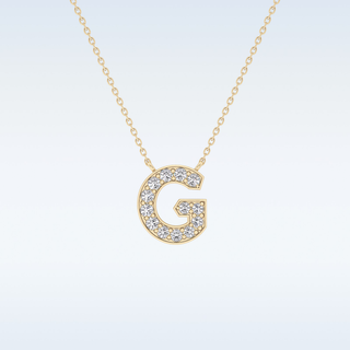 Customized G Shaped Moissanite Necklace –   0.2 CT Round Cut in 14K/18K Gold