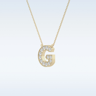 Customized G Shaped Moissanite Necklace –   0.2 CT Round Cut in 14K/18K Gold