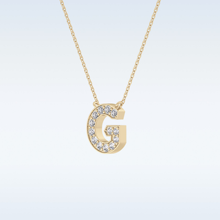 Customized G Shaped Moissanite Necklace –   0.2 CT Round Cut in 14K/18K Gold