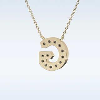 Customized G Shaped Moissanite Necklace –   0.2 CT Round Cut in 14K/18K Gold