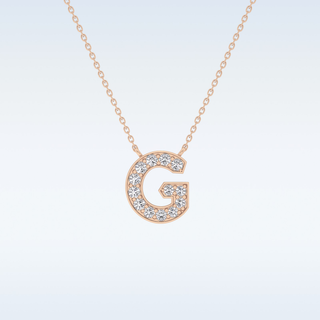 Customized G Shaped Moissanite Necklace –   0.2 CT Round Cut in 14K/18K Gold