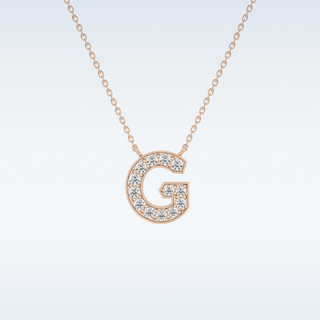 Customized G Shaped Moissanite Necklace –   0.2 CT Round Cut in 14K/18K Gold