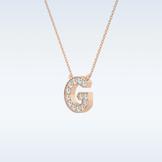 Customized G Shaped Moissanite Necklace –   0.2 CT Round Cut in 14K/18K Gold