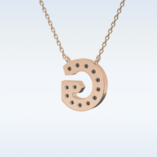 Customized G Shaped Moissanite Necklace –   0.2 CT Round Cut in 14K/18K Gold
