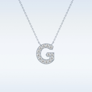 Customized G Shaped Moissanite Necklace –   0.2 CT Round Cut in 14K/18K Gold