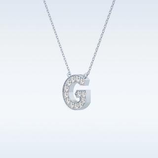 Customized G Shaped Moissanite Necklace –   0.2 CT Round Cut in 14K/18K Gold