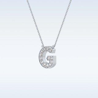 Customized G Shaped Moissanite Necklace –   0.2 CT Round Cut in 14K/18K Gold