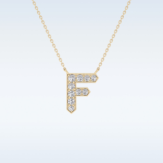 Customized F Shaped Moissanite Necklace –  0.3 CT Round Cut in 14K/18K Gold