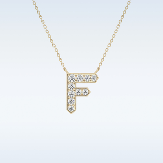 Customized F Shaped Moissanite Necklace –  0.3 CT Round Cut in 14K/18K Gold