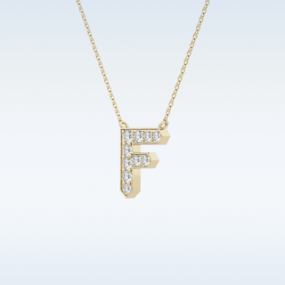 Customized F Shaped Moissanite Necklace –  0.3 CT Round Cut in 14K/18K Gold