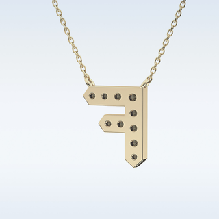 Customized F Shaped Moissanite Necklace –  0.3 CT Round Cut in 14K/18K Gold