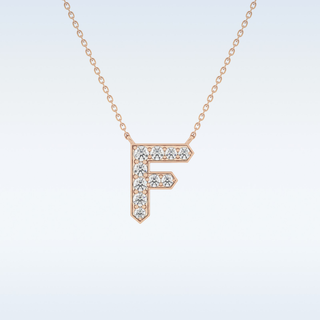 Customized F Shaped Moissanite Necklace –  0.3 CT Round Cut in 14K/18K Gold