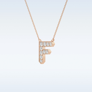 Customized F Shaped Moissanite Necklace –  0.3 CT Round Cut in 14K/18K Gold