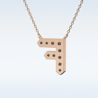 Customized F Shaped Moissanite Necklace –  0.3 CT Round Cut in 14K/18K Gold