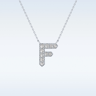 Customized F Shaped Moissanite Necklace –  0.3 CT Round Cut in 14K/18K Gold
