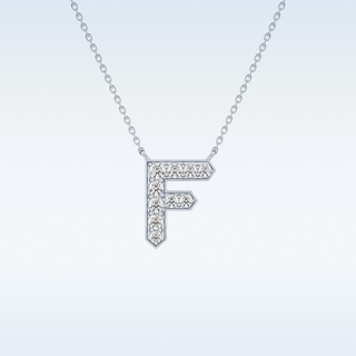 Customized F Shaped Moissanite Necklace –  0.3 CT Round Cut in 14K/18K Gold