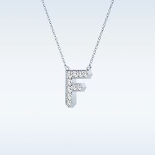 Customized F Shaped Moissanite Necklace –  0.3 CT Round Cut in 14K/18K Gold