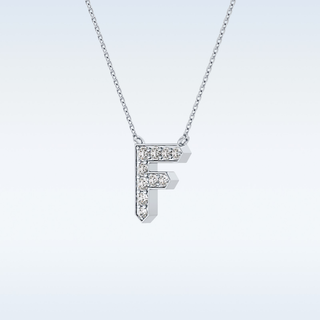 Customized F Shaped Moissanite Necklace –  0.3 CT Round Cut in 14K/18K Gold