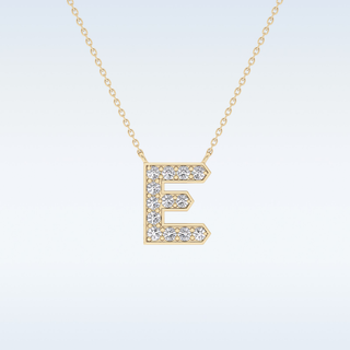 Customized E Shaped  Moissanite Necklace –  0.3 CT Round Cut in 14K/18K Gold