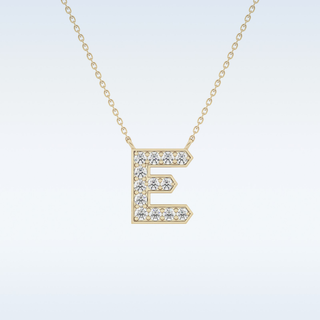 Customized E Shaped  Moissanite Necklace –  0.3 CT Round Cut in 14K/18K Gold