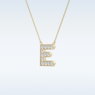 Customized E Shaped  Moissanite Necklace –  0.3 CT Round Cut in 14K/18K Gold