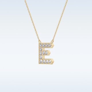 Customized E Shaped  Moissanite Necklace –  0.3 CT Round Cut in 14K/18K Gold