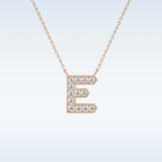 Customized E Shaped  Moissanite Necklace –  0.3 CT Round Cut in 14K/18K Gold