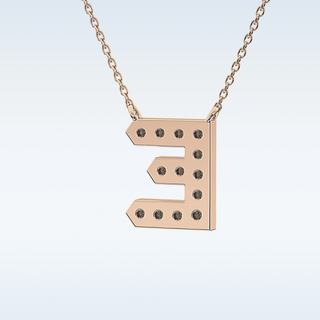 Customized E Shaped  Moissanite Necklace –  0.3 CT Round Cut in 14K/18K Gold