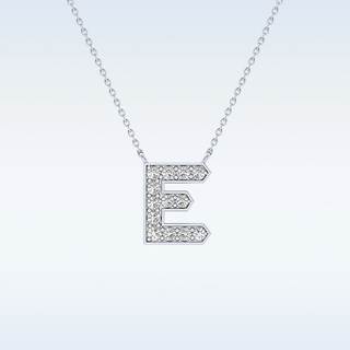 Customized E Shaped  Moissanite Necklace –  0.3 CT Round Cut in 14K/18K Gold