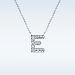Customized E Shaped  Moissanite Necklace –  0.3 CT Round Cut in 14K/18K Gold