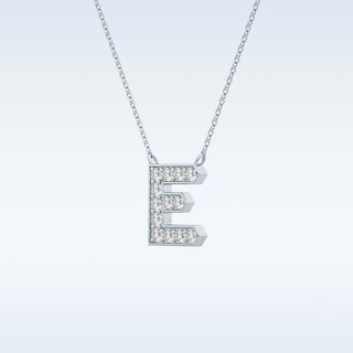 Customized E Shaped  Moissanite Necklace –  0.3 CT Round Cut in 14K/18K Gold