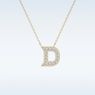 Customized D Shaped  Moissanite Necklace –  0.2 CT Round Cut in 14K/18K Gold