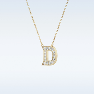 Customized D Shaped  Moissanite Necklace –  0.2 CT Round Cut in 14K/18K Gold