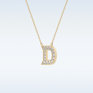 Customized D Shaped  Moissanite Necklace –  0.2 CT Round Cut in 14K/18K Gold