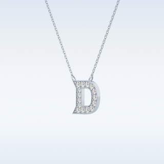 Customized D Shaped  Moissanite Necklace –  0.2 CT Round Cut in 14K/18K Gold