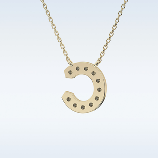 Customized C Shaped  Moissanite Necklace – 0.24 CT Round Cut in 14K/18K Gold