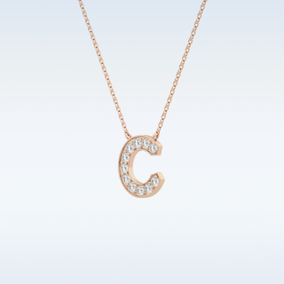 Customized C Shaped  Moissanite Necklace – 0.24 CT Round Cut in 14K/18K Gold