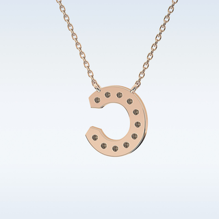 Customized C Shaped  Moissanite Necklace – 0.24 CT Round Cut in 14K/18K Gold