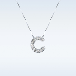 Customized C Shaped  Moissanite Necklace – 0.24 CT Round Cut in 14K/18K Gold