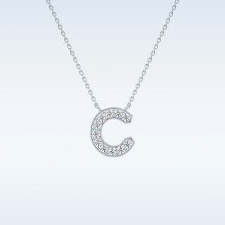 Customized C Shaped  Moissanite Necklace – 0.24 CT Round Cut in 14K/18K Gold