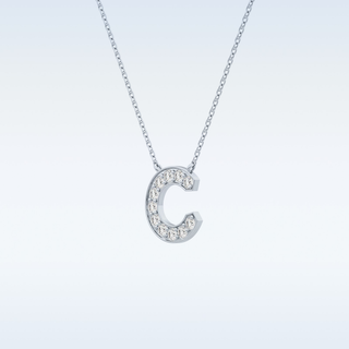 Customized C Shaped  Moissanite Necklace – 0.24 CT Round Cut in 14K/18K Gold