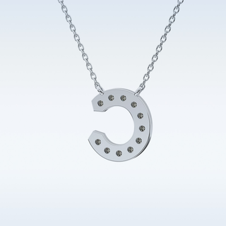 Customized C Shaped  Moissanite Necklace – 0.24 CT Round Cut in 14K/18K Gold