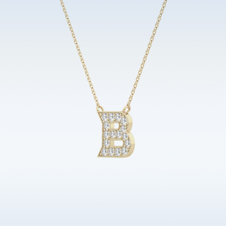 Customized B Shaped  Moissanite Necklace – 0.32 CT Round Cut in 14K/18K Gold
