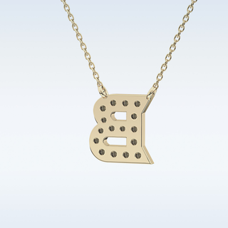 Customized B Shaped  Moissanite Necklace – 0.32 CT Round Cut in 14K/18K Gold