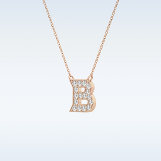 Customized B Shaped  Moissanite Necklace – 0.32 CT Round Cut in 14K/18K Gold