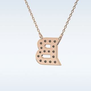 Customized B Shaped  Moissanite Necklace – 0.32 CT Round Cut in 14K/18K Gold