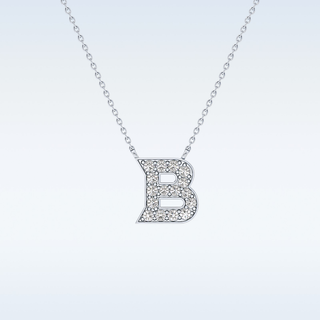 Customized B Shaped  Moissanite Necklace – 0.32 CT Round Cut in 14K/18K Gold