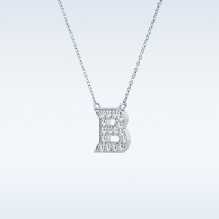 Customized B Shaped  Moissanite Necklace – 0.32 CT Round Cut in 14K/18K Gold