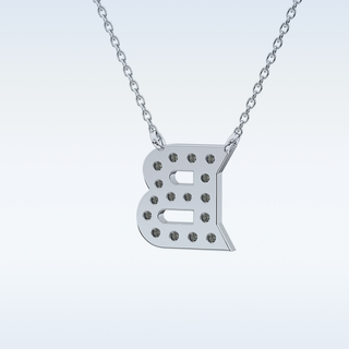 Customized B Shaped  Moissanite Necklace – 0.32 CT Round Cut in 14K/18K Gold