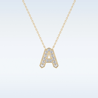 Customized A Shaped Moissanite Necklace – 0.22 CT Round Cut in 14K/18K Gold